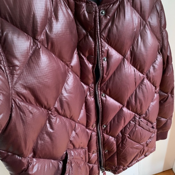 J.Crew Collection Shiny Maroon Puffer Bomber Jacket - Picture 3 of 8